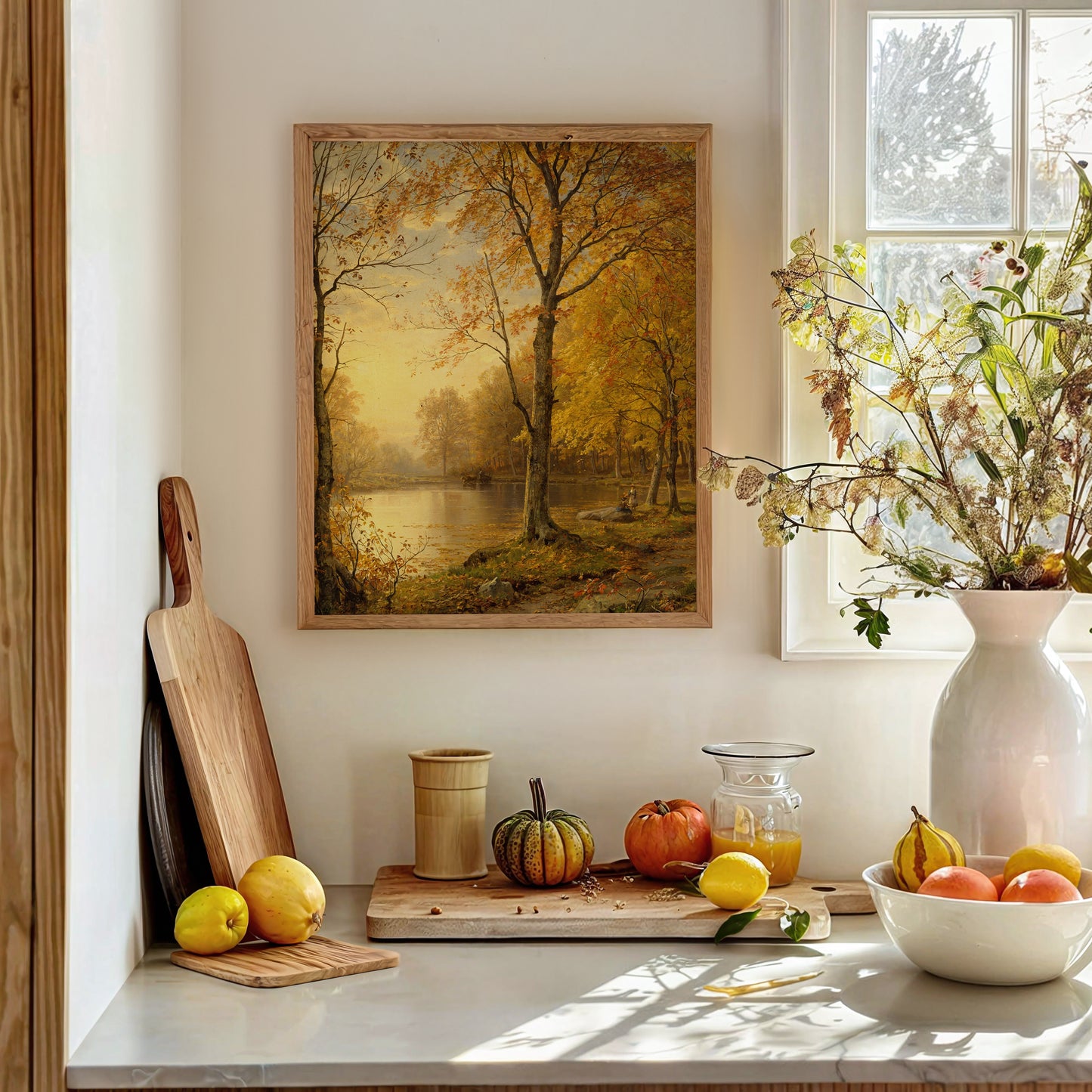 Lámina decorativa – Paisaje otoñal con luz cálida