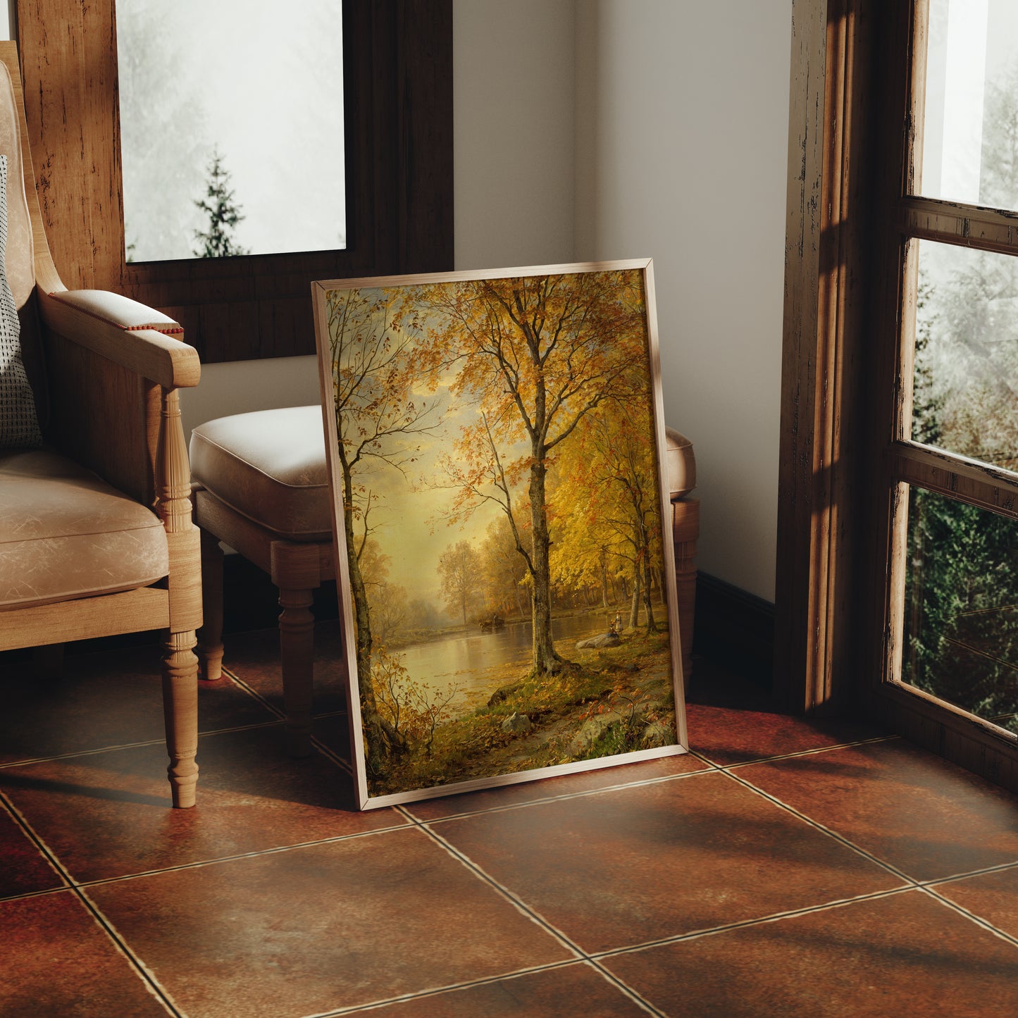 Lámina decorativa – Paisaje otoñal con luz cálida
