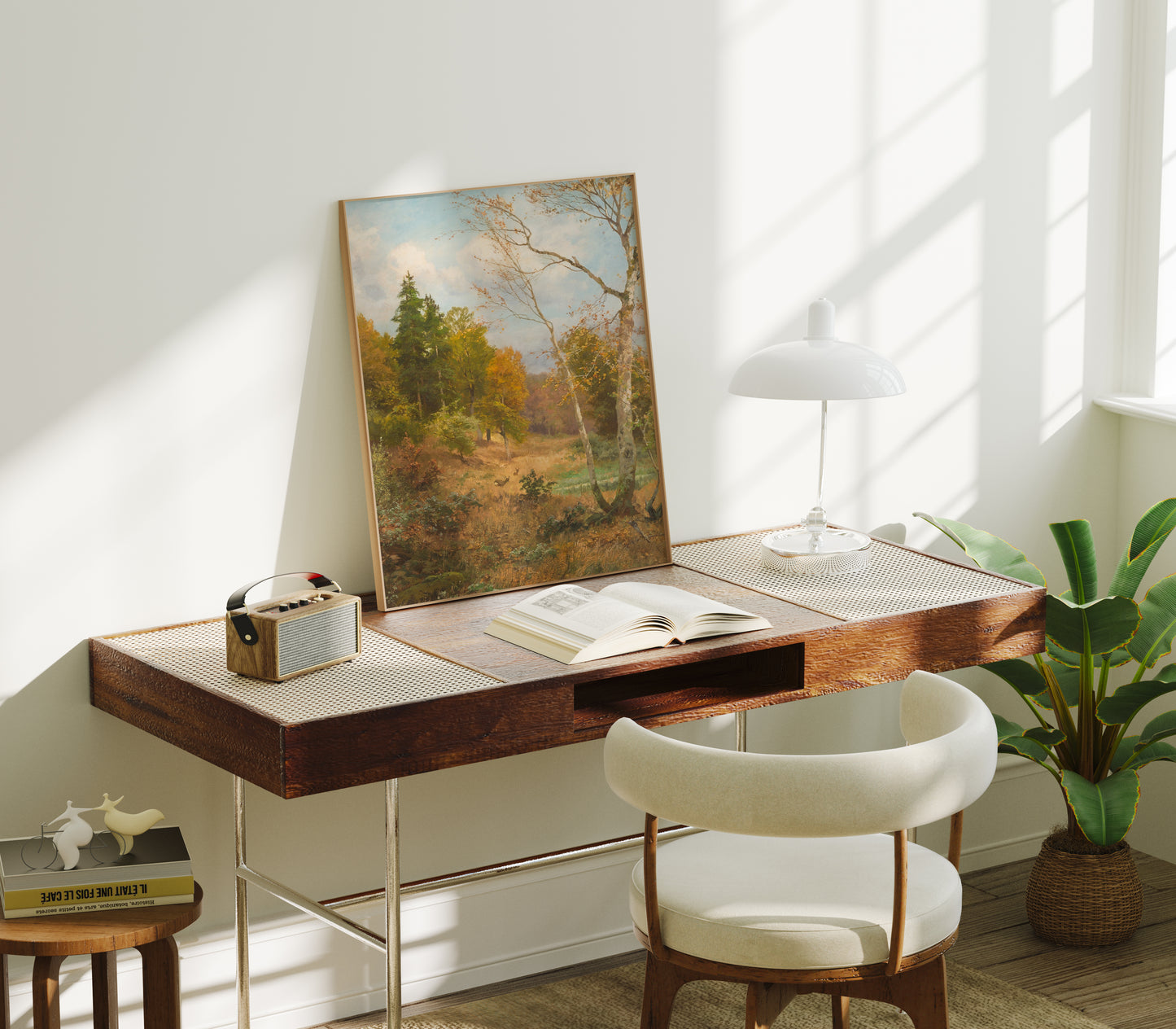 Lámina decorativa – Paisaje clásico de bosque en otoño