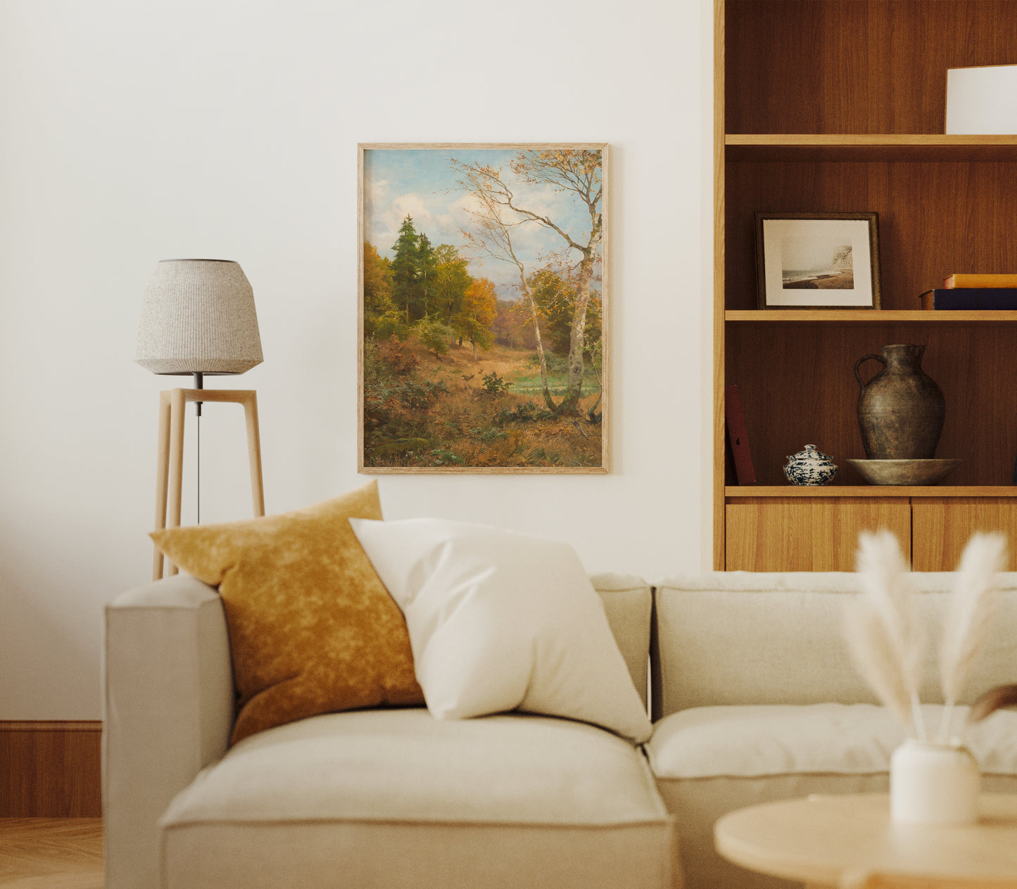 Lámina decorativa – Paisaje clásico de bosque en otoño