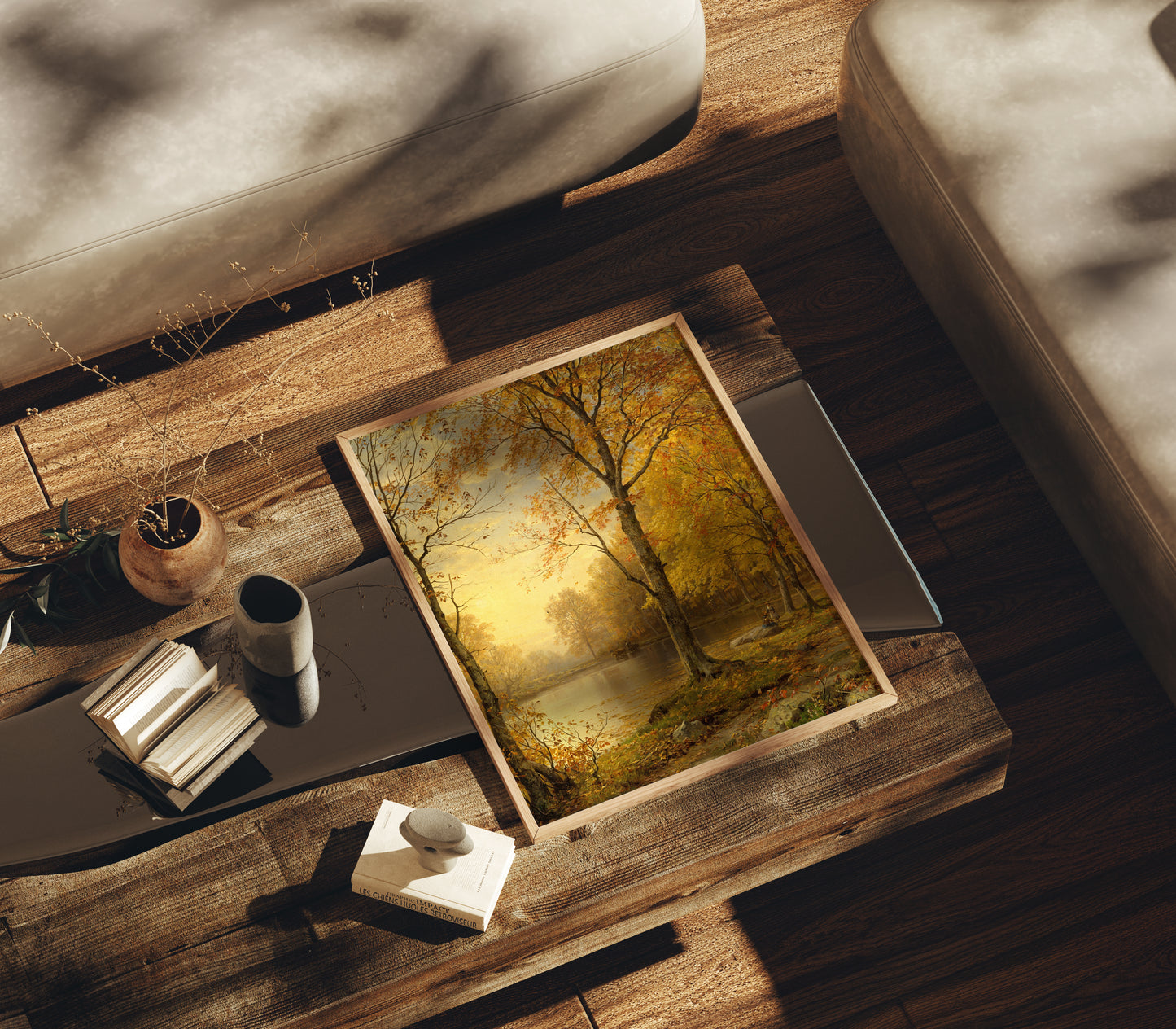 Lámina decorativa – Paisaje otoñal con luz cálida