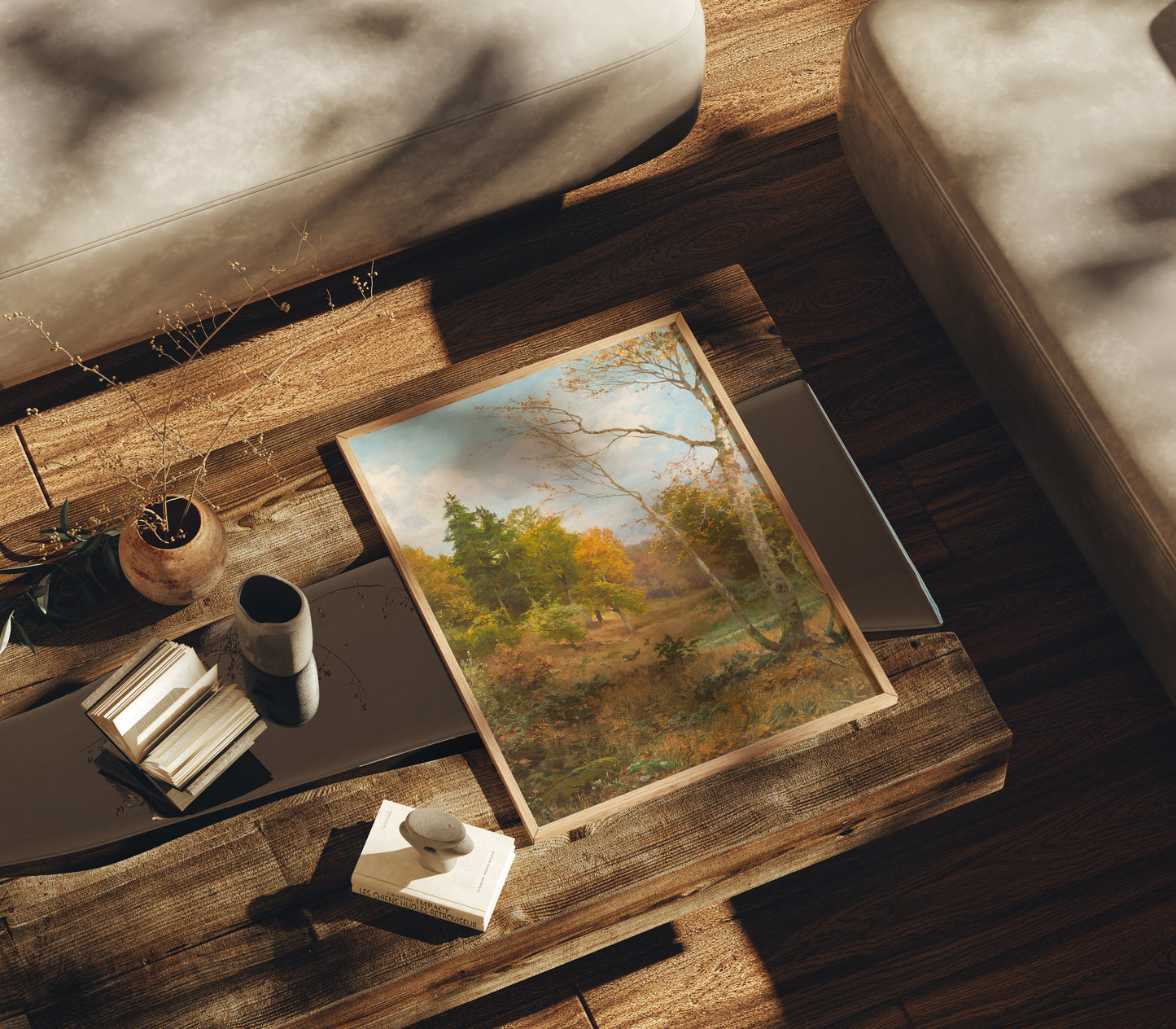 Lámina decorativa – Paisaje clásico de bosque en otoño