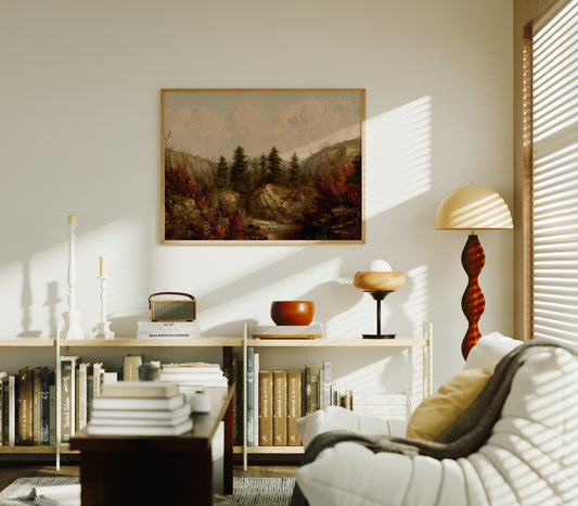 Lámina decorativa – Paisaje otoñal con río en el bosque