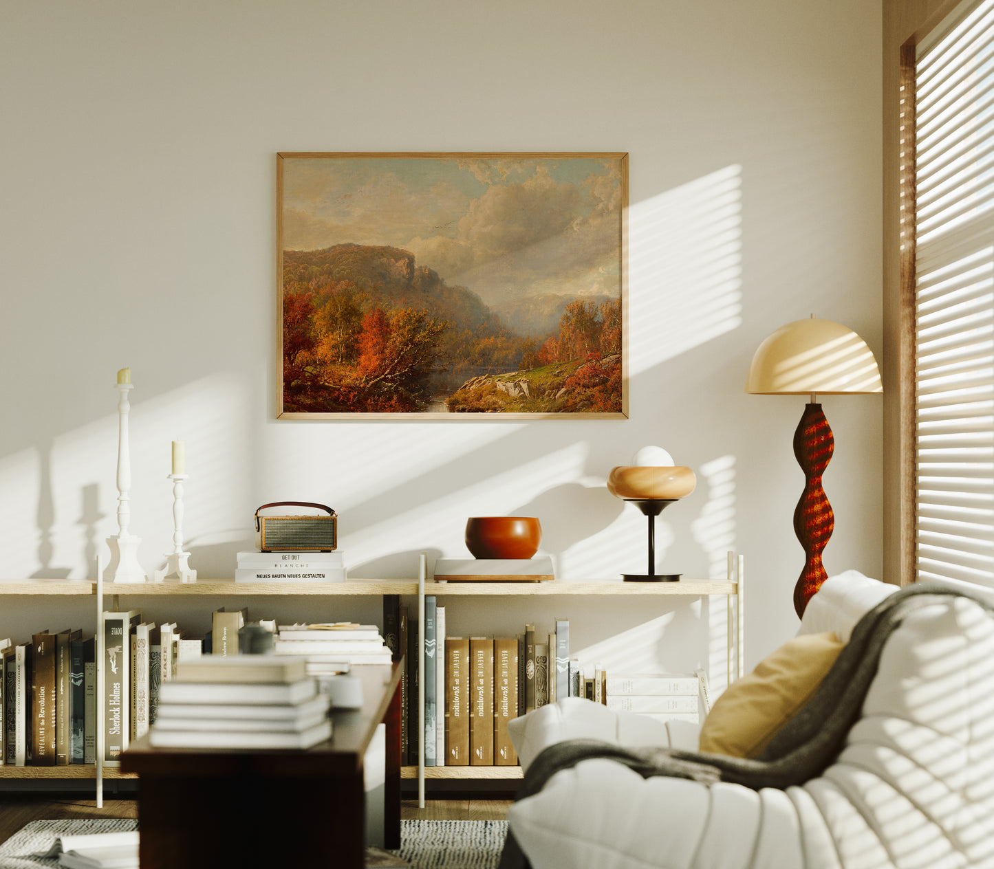 Lámina decorativa – Escena otoñal en las montañas
