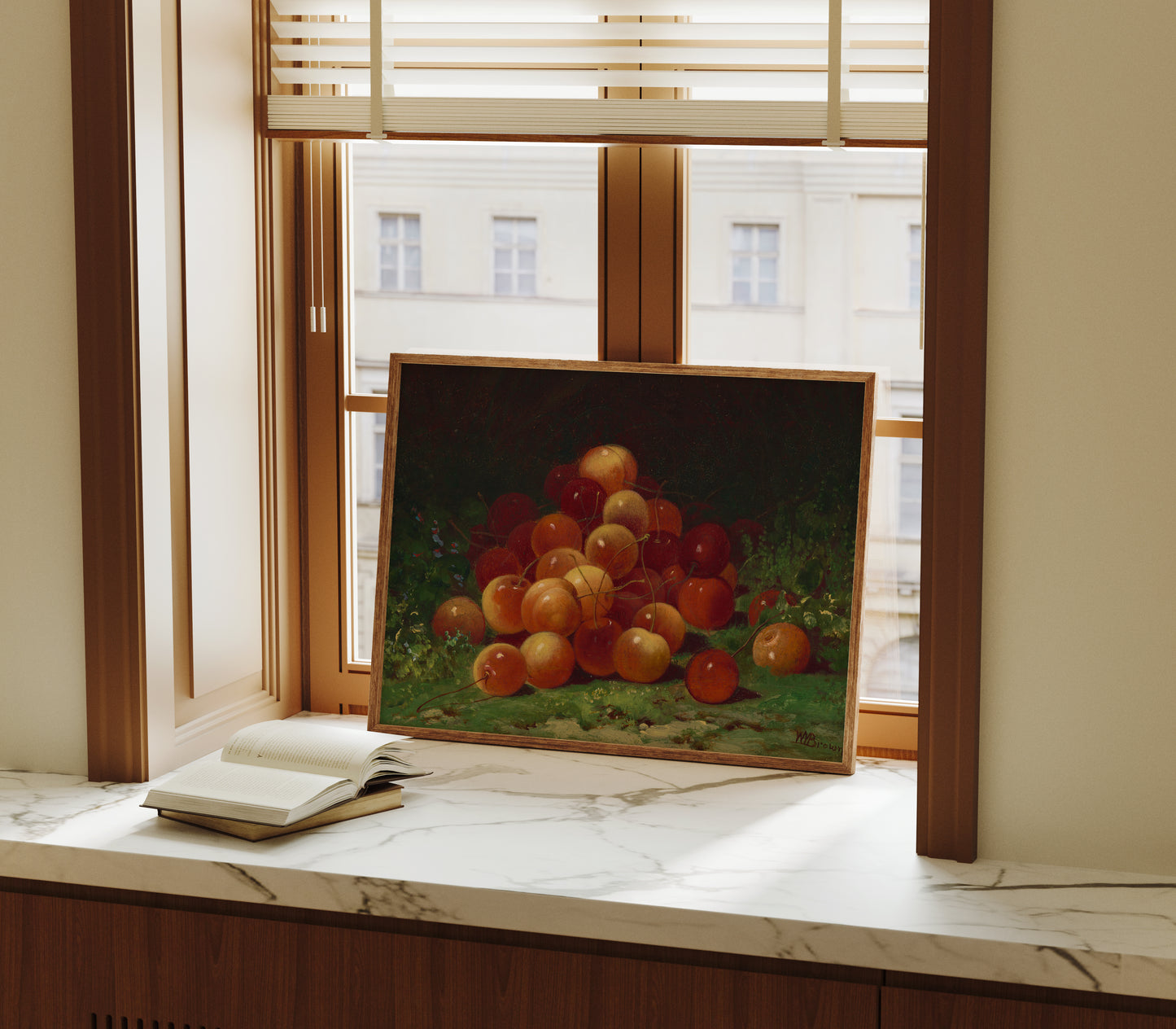 Lámina decorativa – Bodegón de cerezas