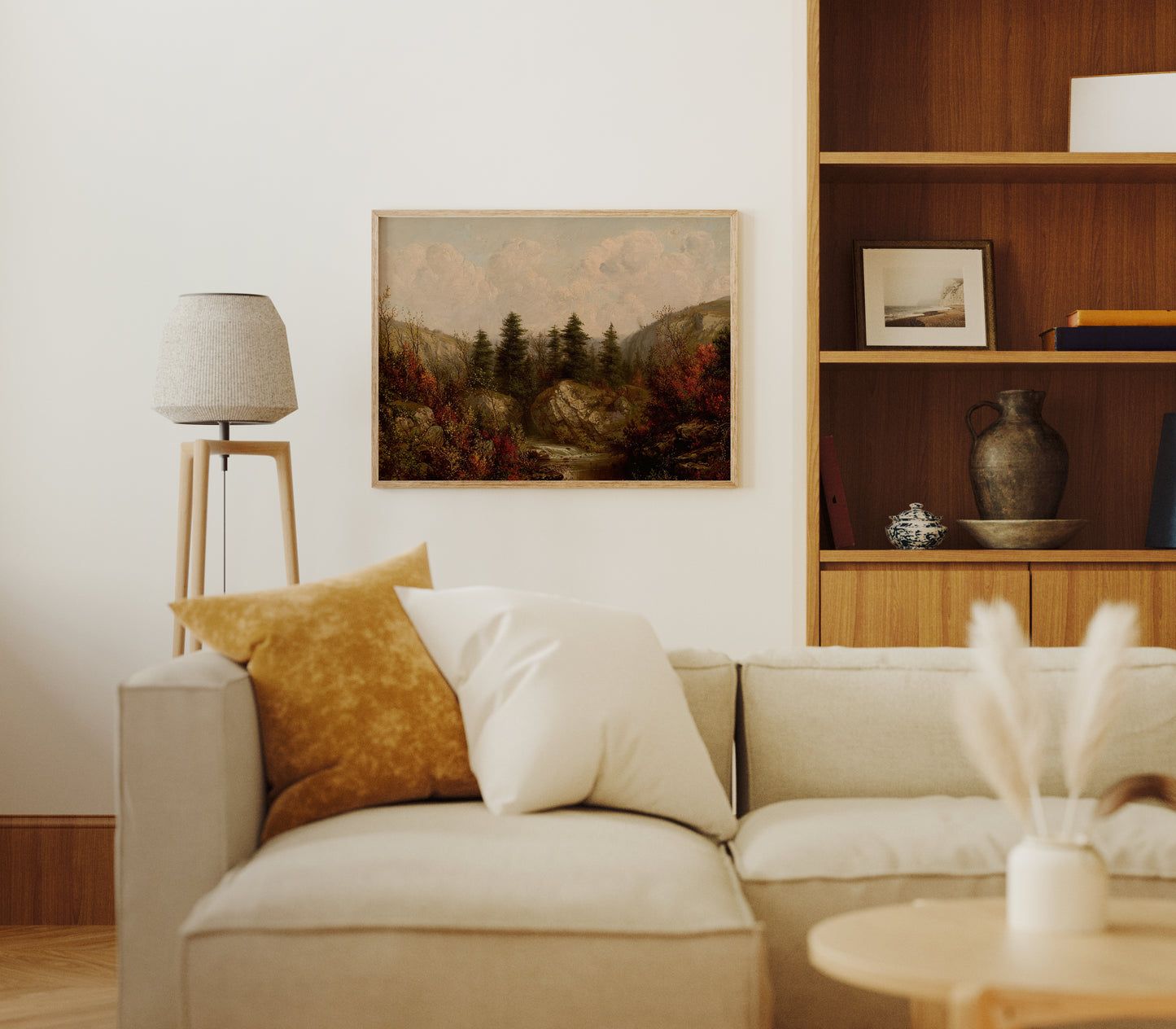 Lámina decorativa – Paisaje otoñal con río en el bosque