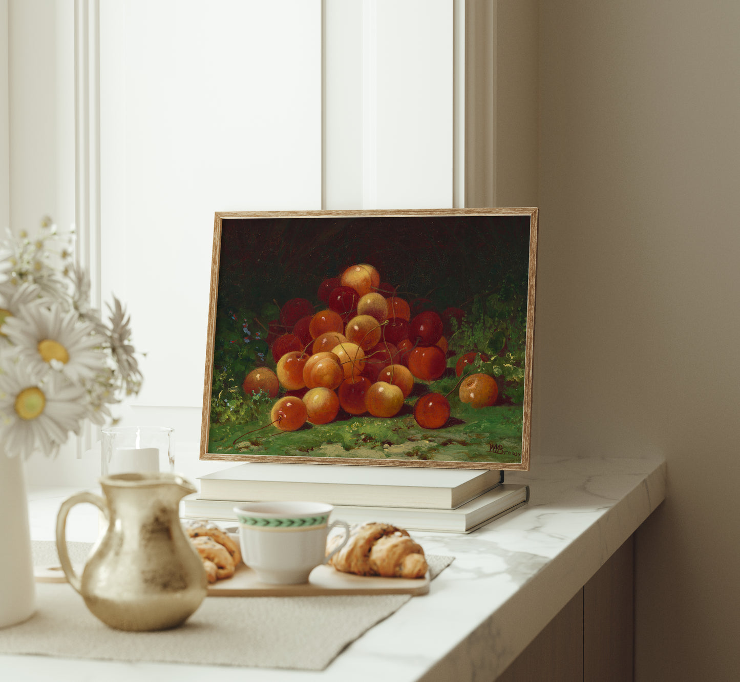 Lámina decorativa – Bodegón de cerezas