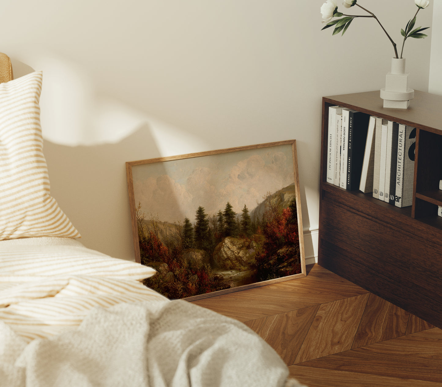 Lámina decorativa – Paisaje otoñal con río en el bosque