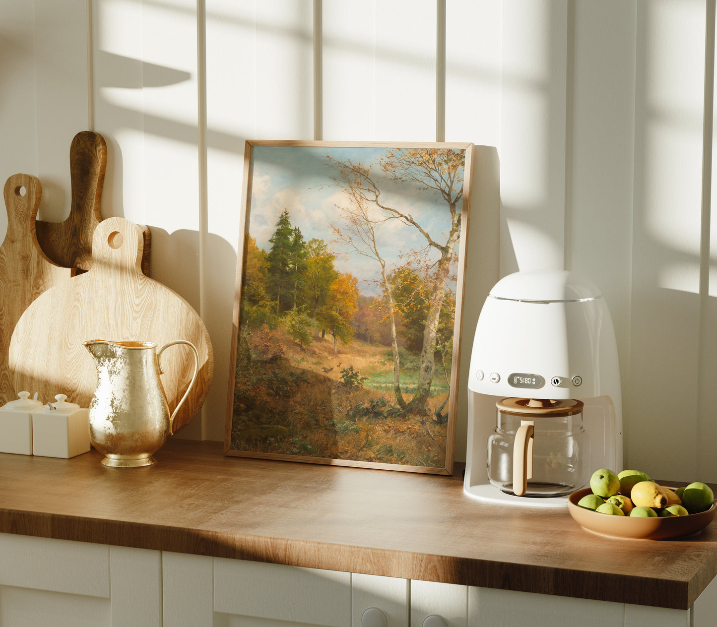 Lámina decorativa – Paisaje clásico de bosque en otoño