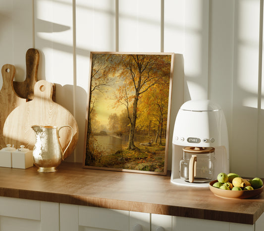 Lámina decorativa – Paisaje otoñal con luz cálida