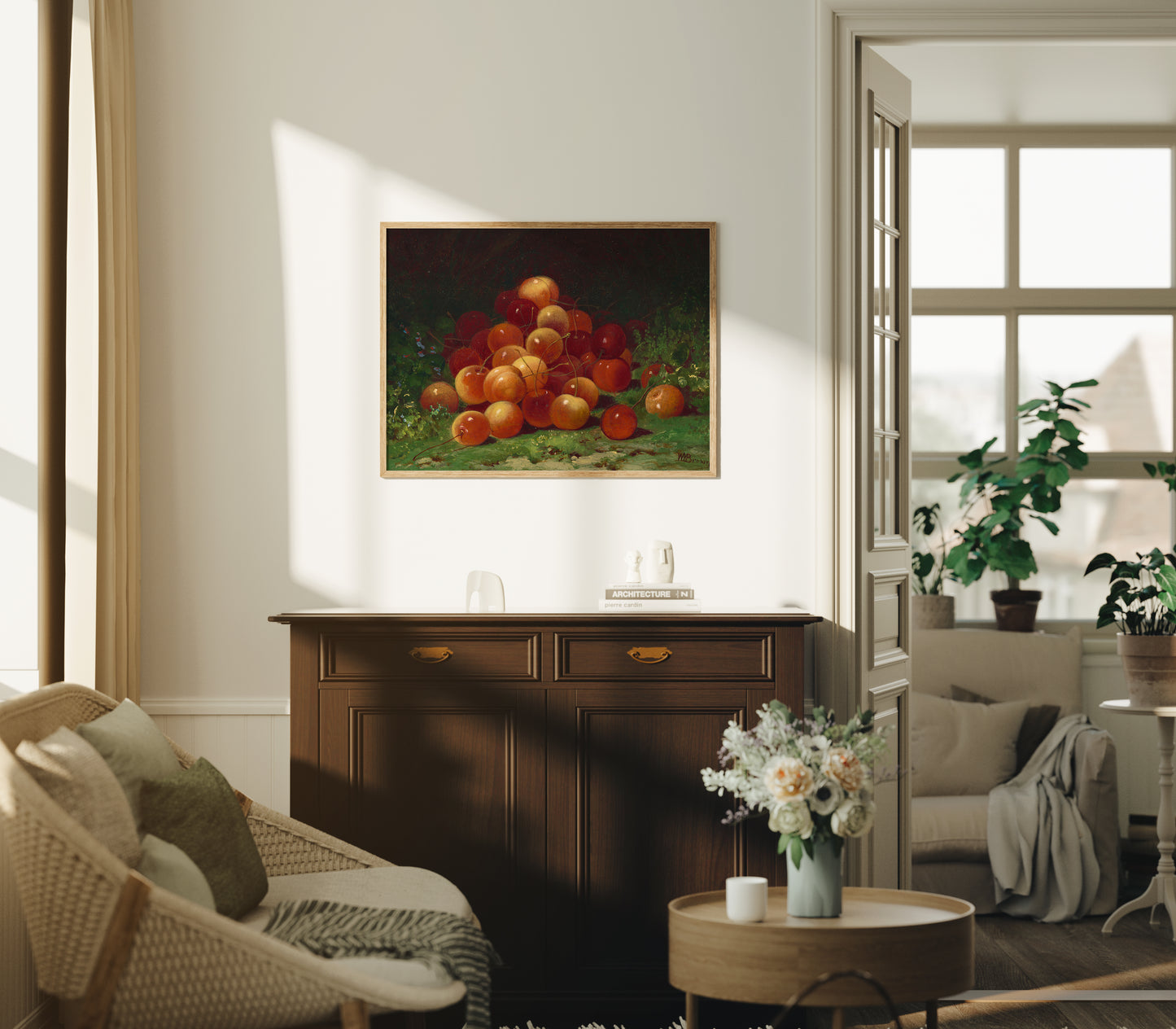 Lámina decorativa – Bodegón de cerezas