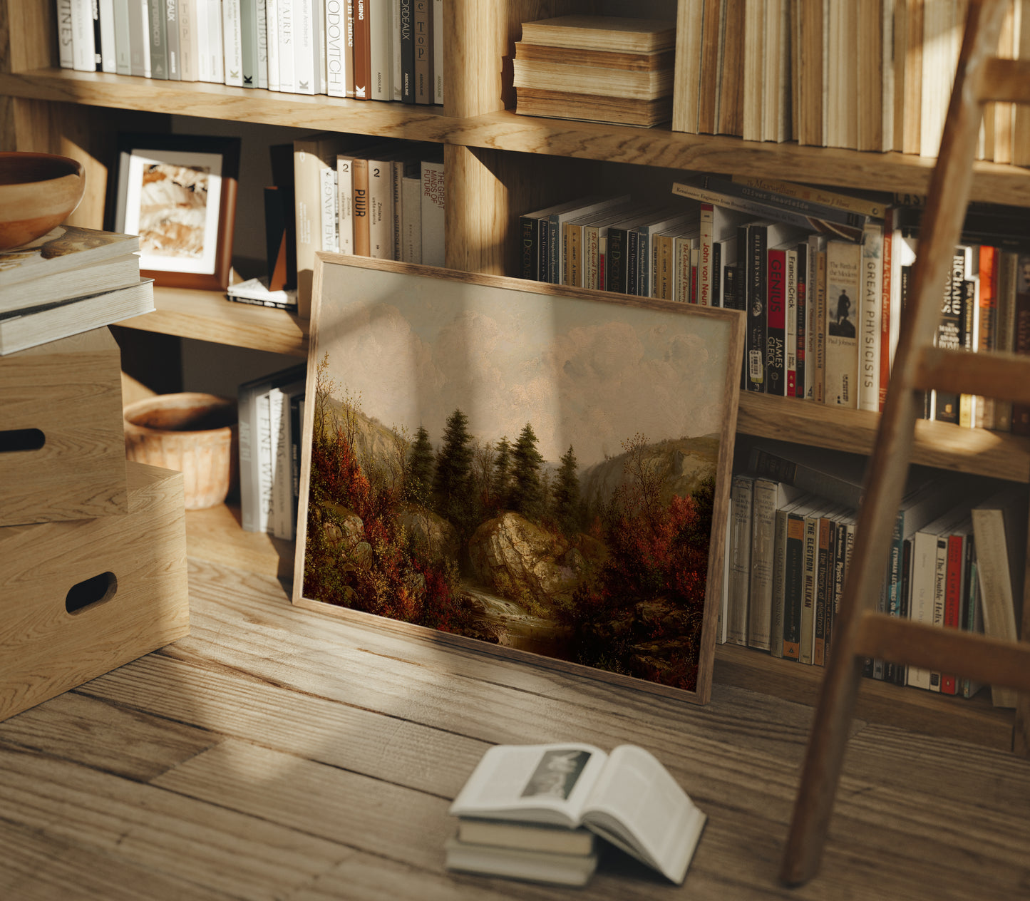 Lámina decorativa – Paisaje otoñal con río en el bosque