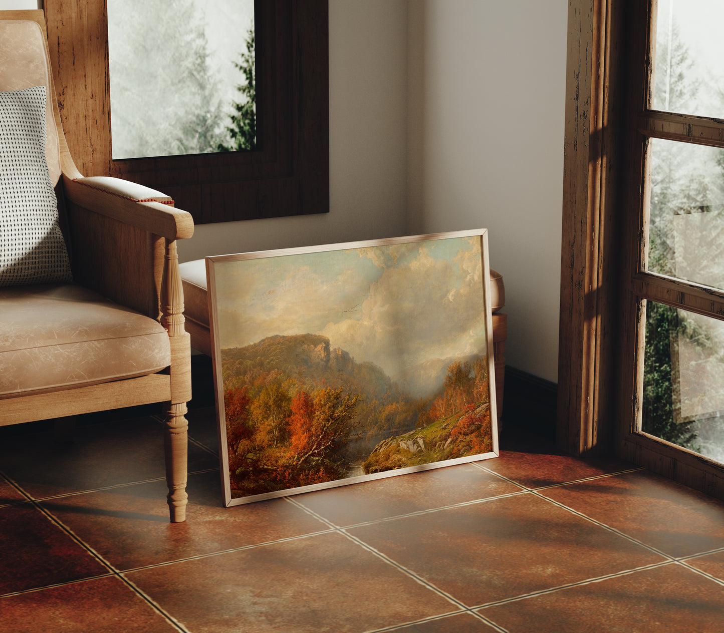 Lámina decorativa – Escena otoñal en las montañas