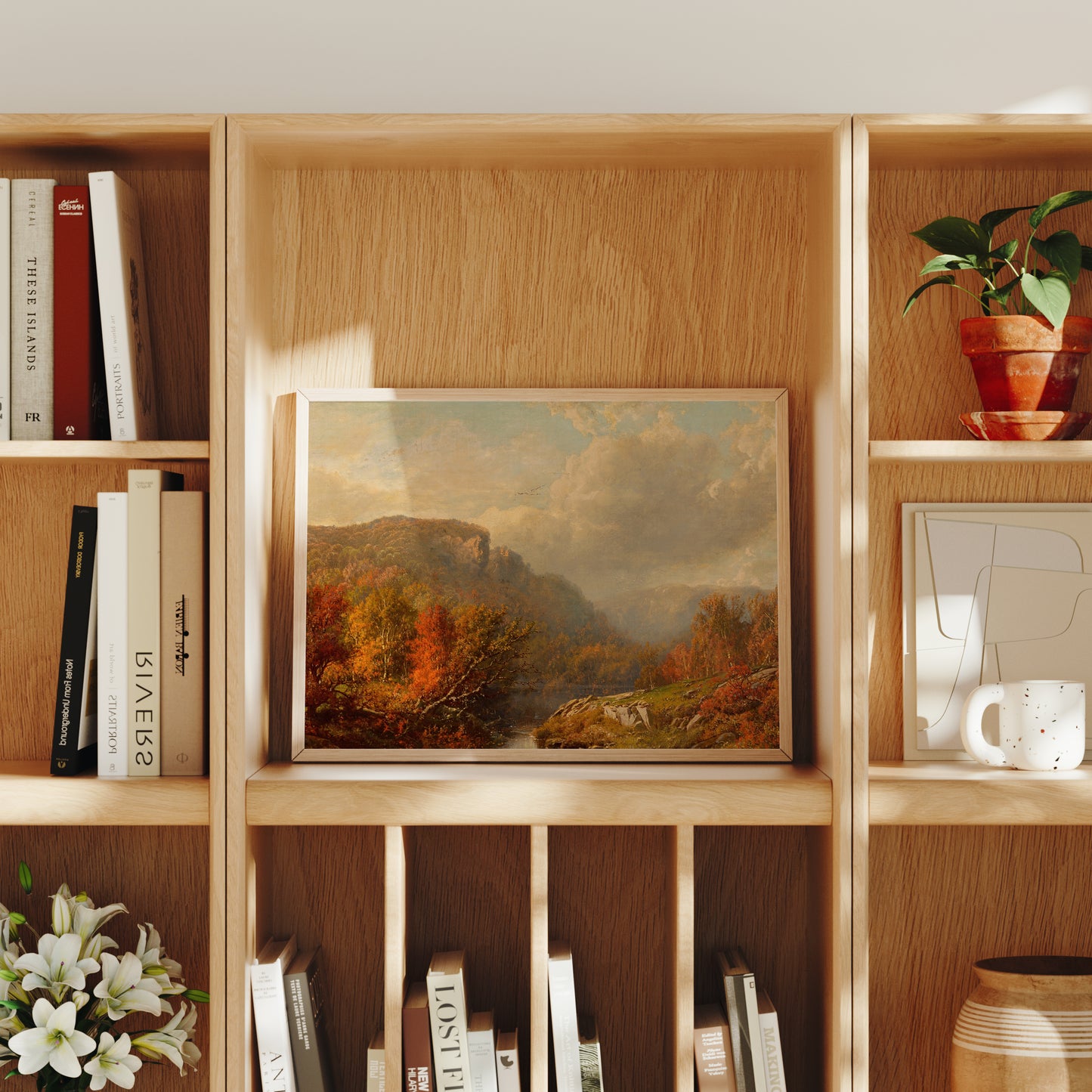 Lámina decorativa – Escena otoñal en las montañas