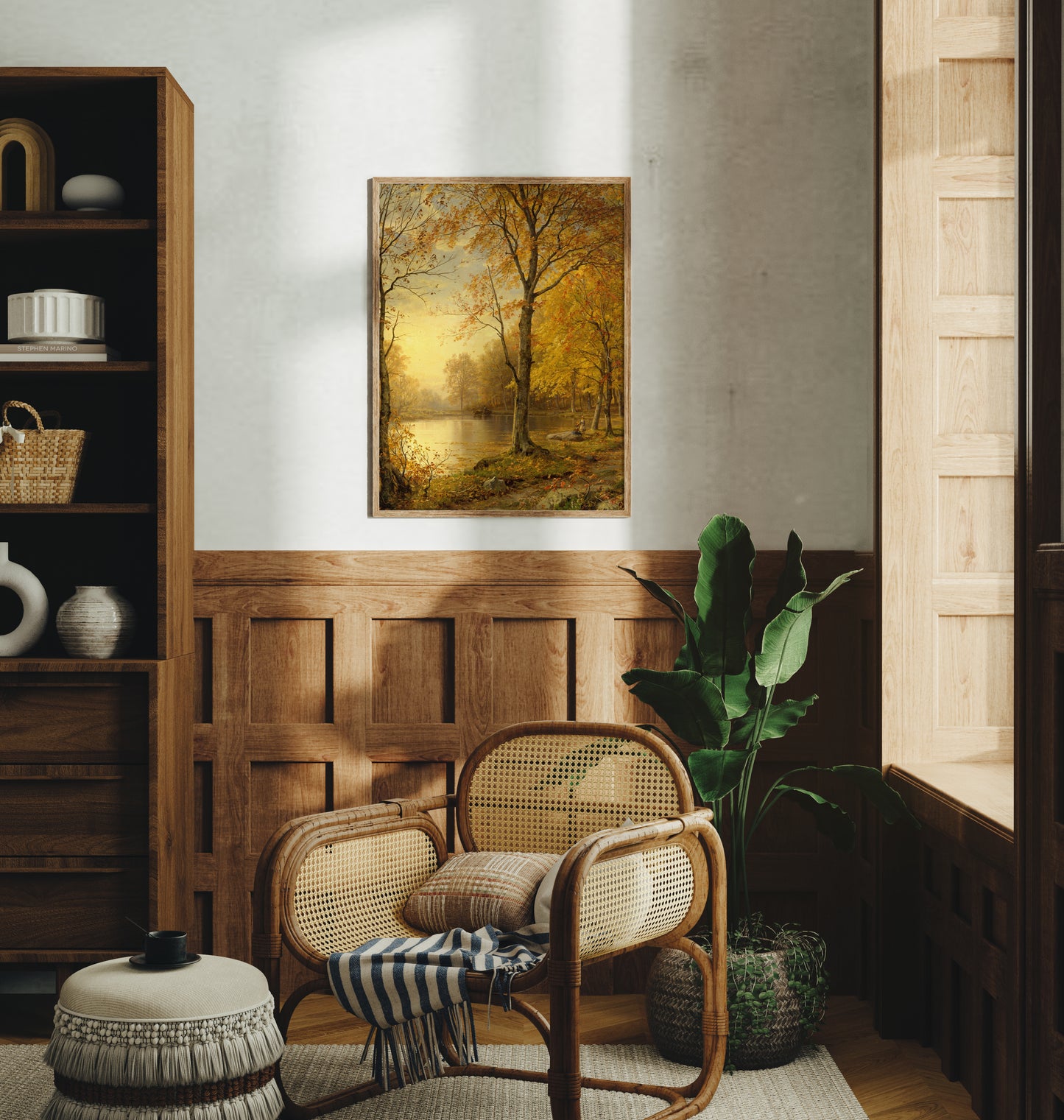 Lámina decorativa – Paisaje otoñal con luz cálida