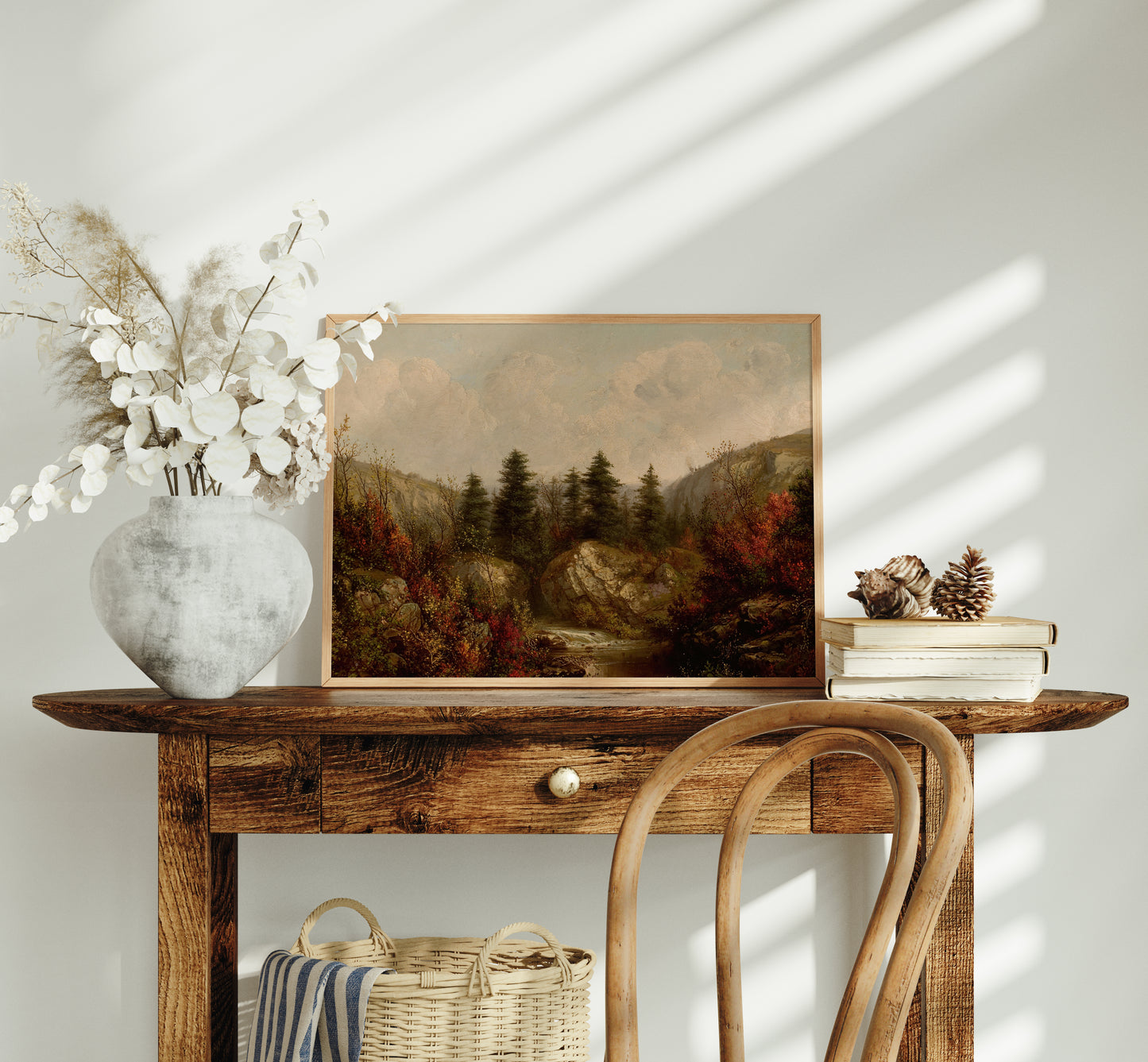 Lámina decorativa – Paisaje otoñal con río en el bosque