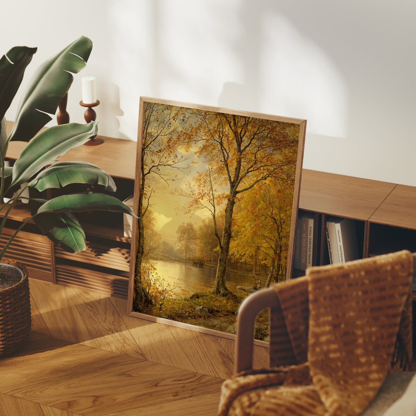 Lámina decorativa – Paisaje otoñal con luz cálida