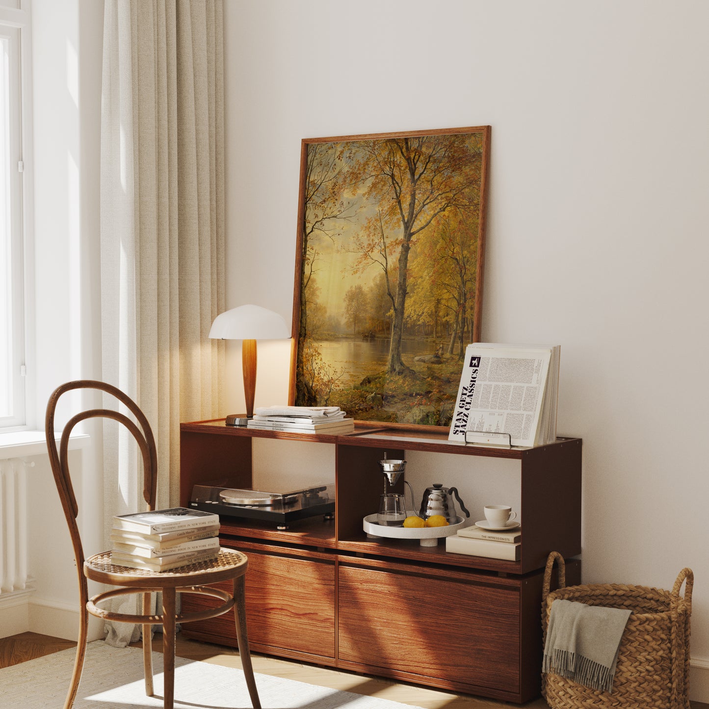 Lámina decorativa – Paisaje otoñal con luz cálida