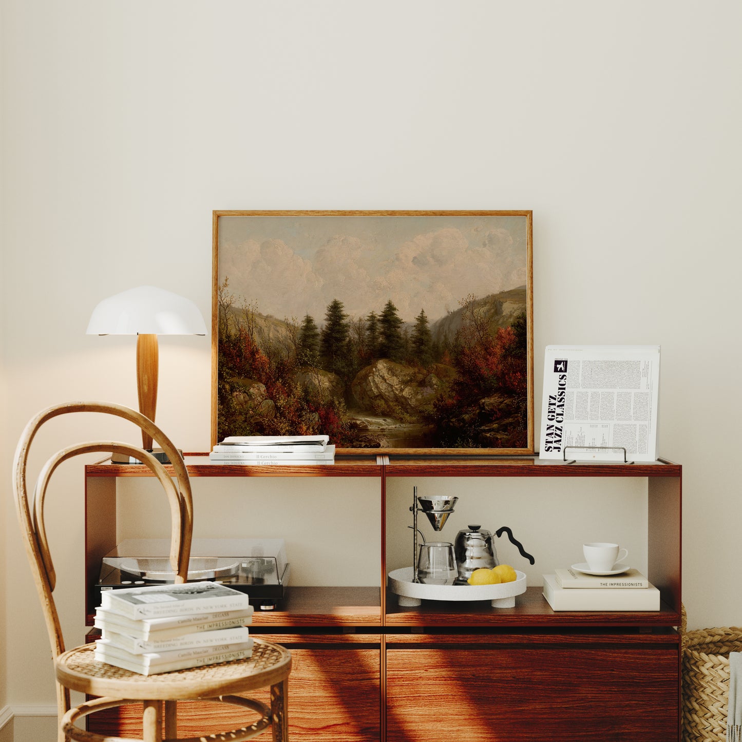 Lámina decorativa – Paisaje otoñal con río en el bosque