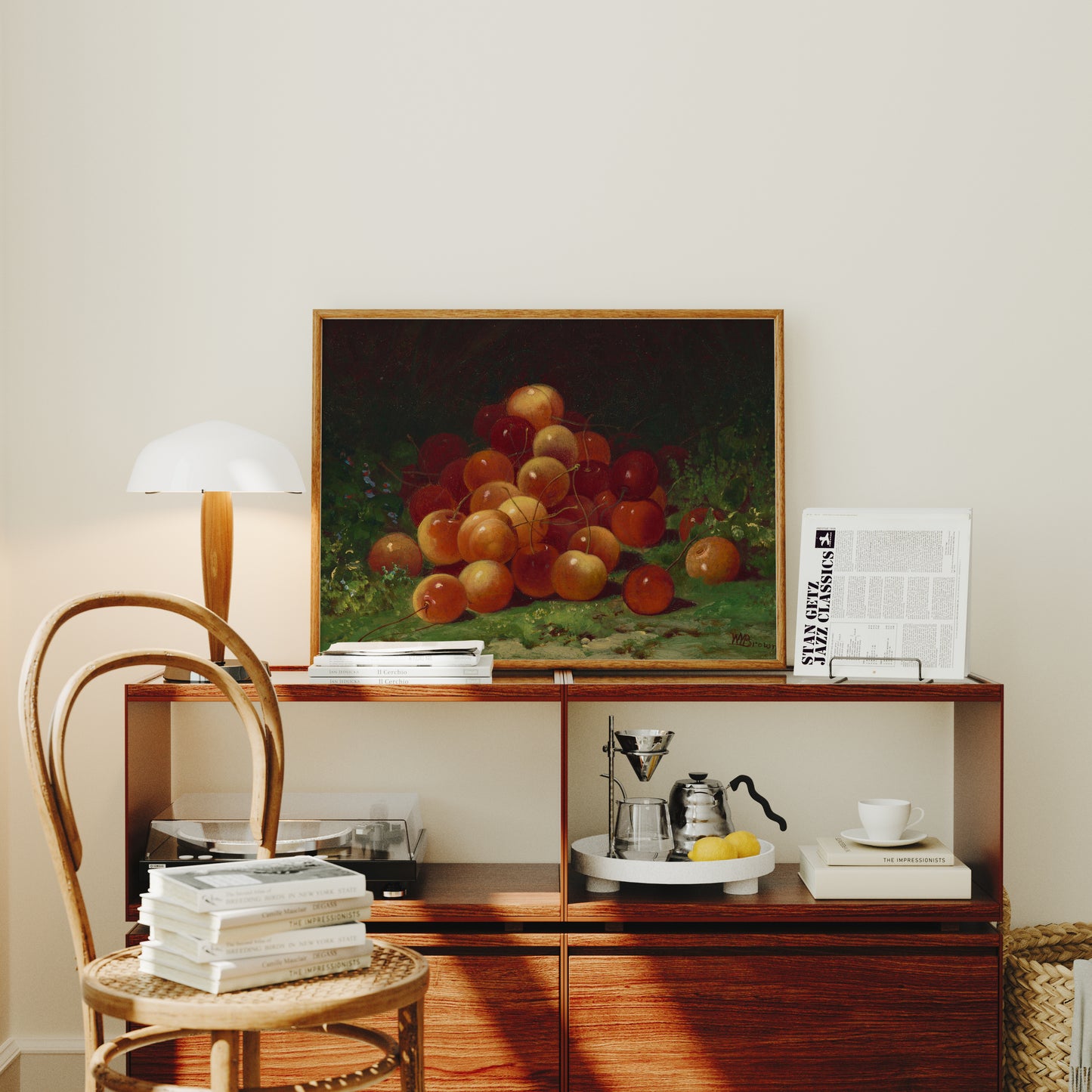 Lámina decorativa – Bodegón de cerezas