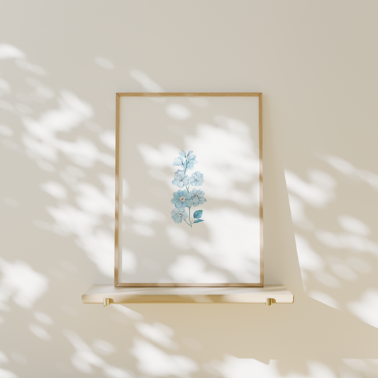 Ilustración flor azul acuarela