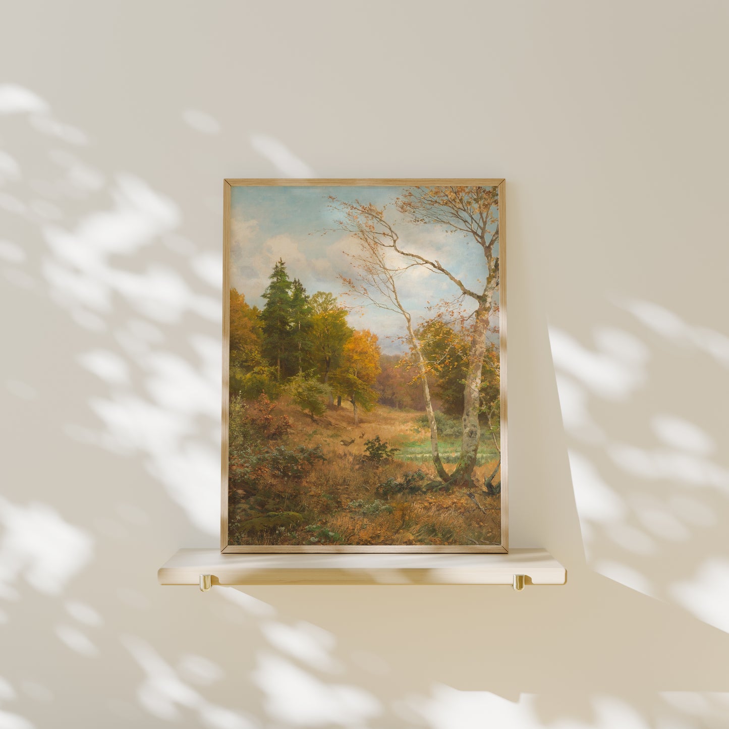 Lámina decorativa – Paisaje clásico de bosque en otoño