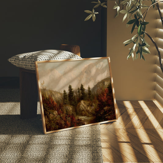 Lámina decorativa – Paisaje otoñal con río en el bosque