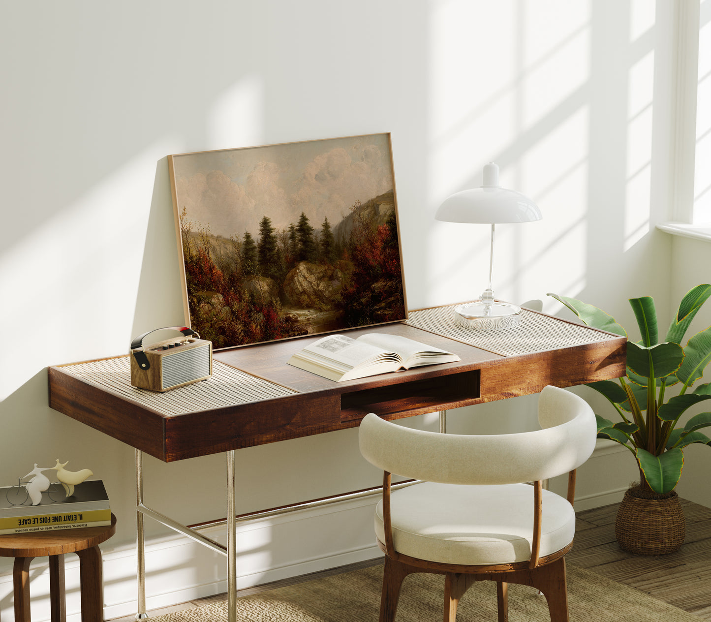 Lámina decorativa – Paisaje otoñal con río en el bosque
