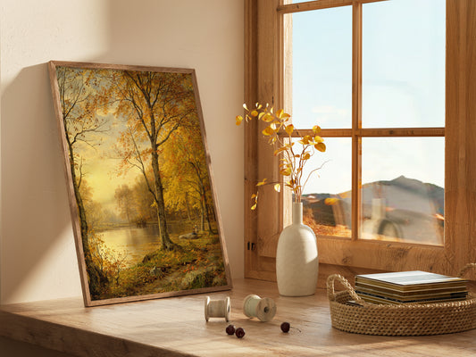 Lámina decorativa – Paisaje otoñal con luz cálida