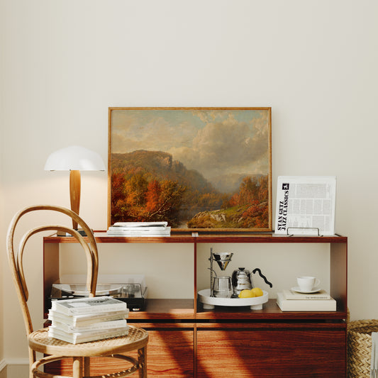 Lámina decorativa – Escena otoñal en las montañas